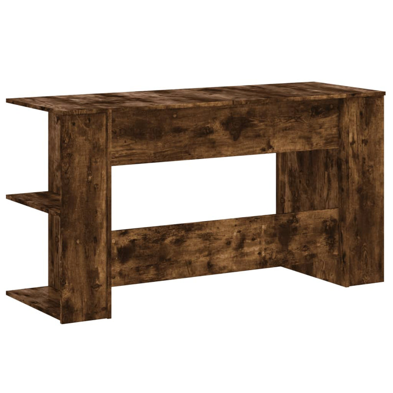 Modern Wooden Home Office Gaming Computer Desk With Open Storage Shelves Wood