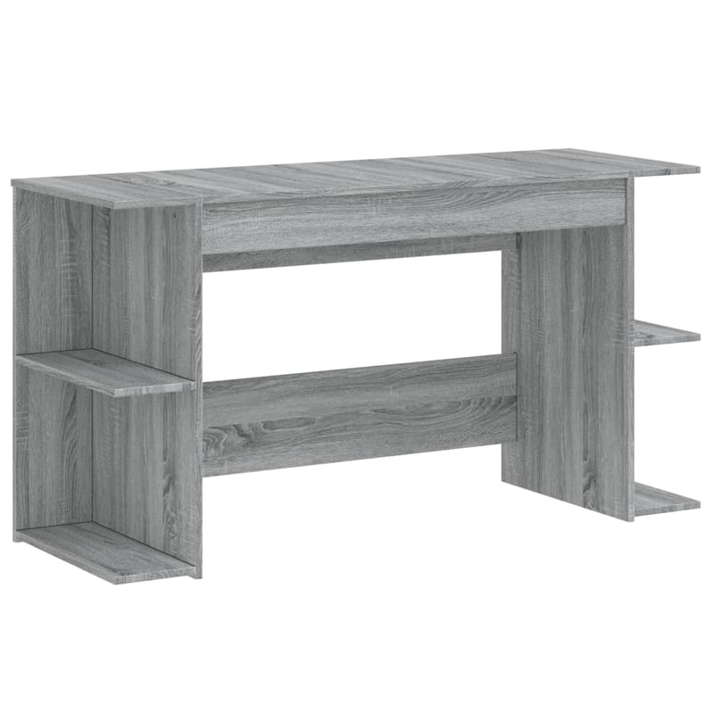 Modern Wooden Home Office Gaming Computer Desk With Open Storage Shelves Wood