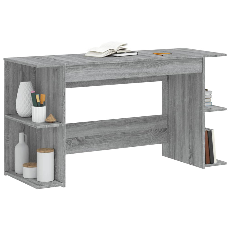 Modern Wooden Home Office Gaming Computer Desk With Open Storage Shelves Wood