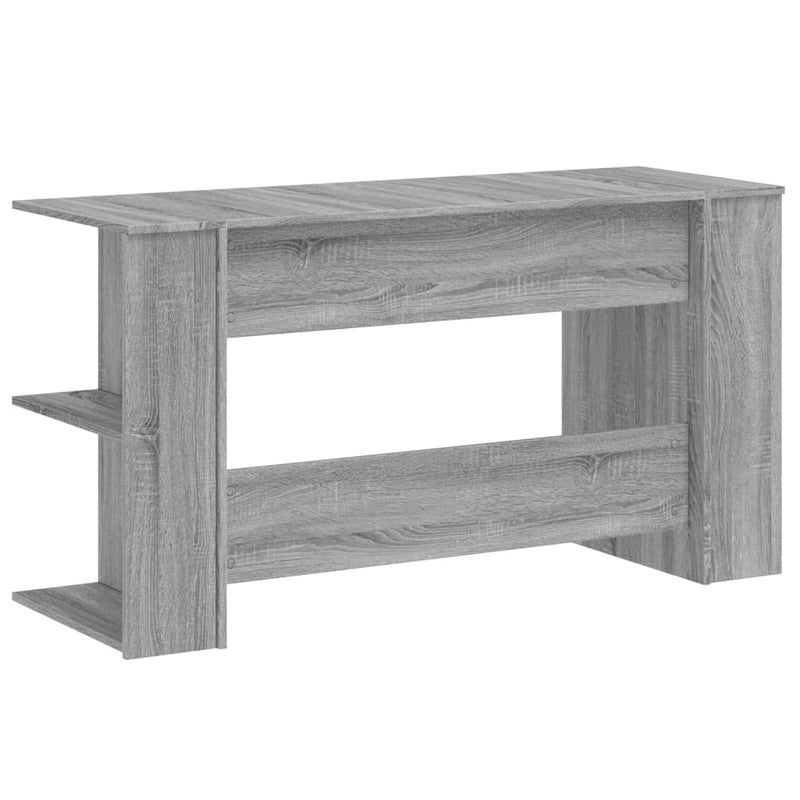 Modern Wooden Home Office Gaming Computer Desk With Open Storage Shelves Wood