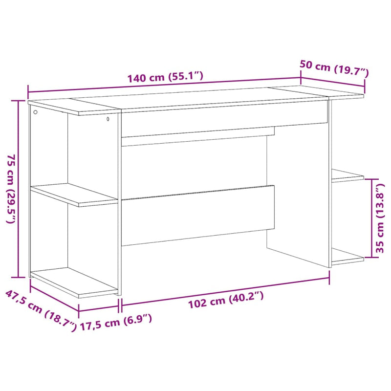 Modern Wooden Home Office Gaming Computer Desk With Open Storage Shelves Wood