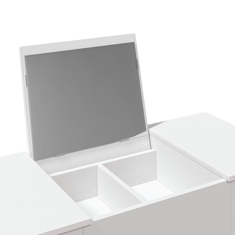Modern Wooden Dressing Table Makeup Vanity Desk With Drawers & Pull Up Mirror