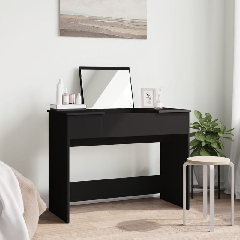 Modern Wooden Dressing Table Makeup Vanity Desk With Drawers & Pull Up Mirror