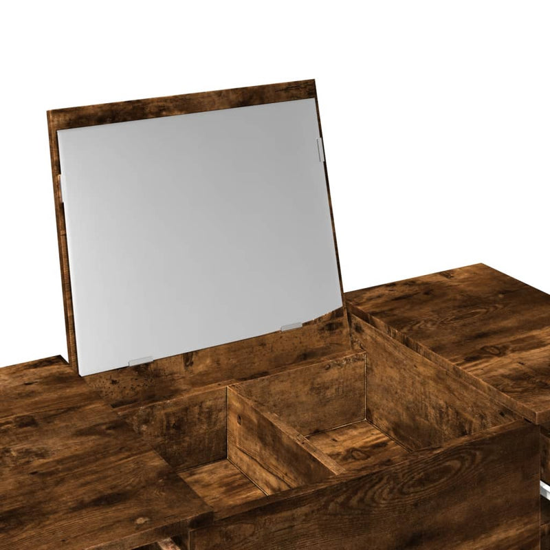Modern Wooden Dressing Table Makeup Vanity Desk With Drawers & Pull Up Mirror