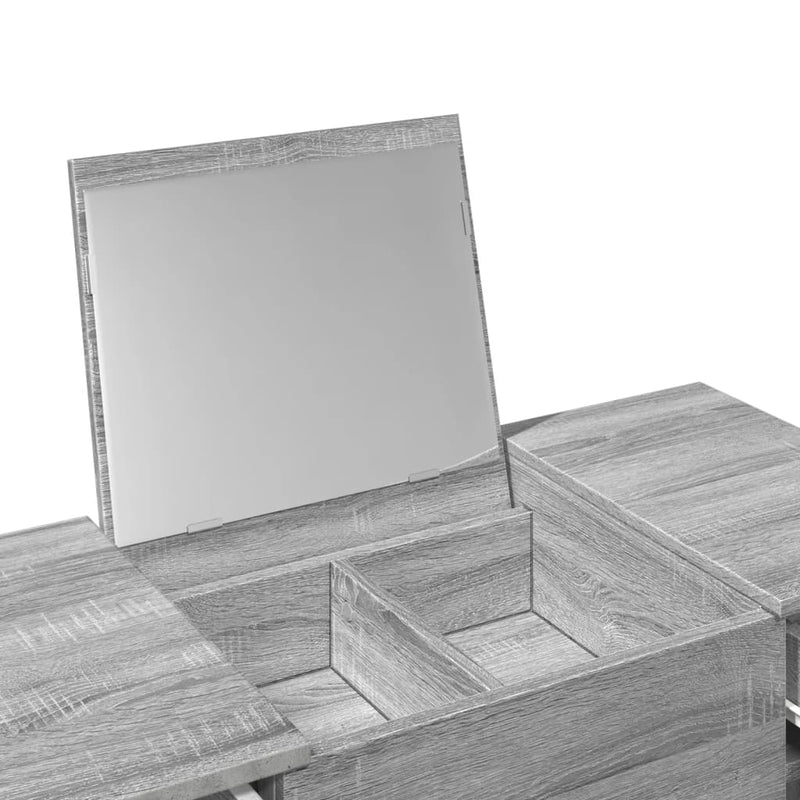 Modern Wooden Dressing Table Makeup Vanity Desk With Drawers & Pull Up Mirror
