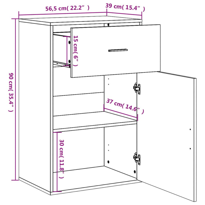 Storage Cabinet Brown Oak 56.5x39x90 cm Engineered Wood