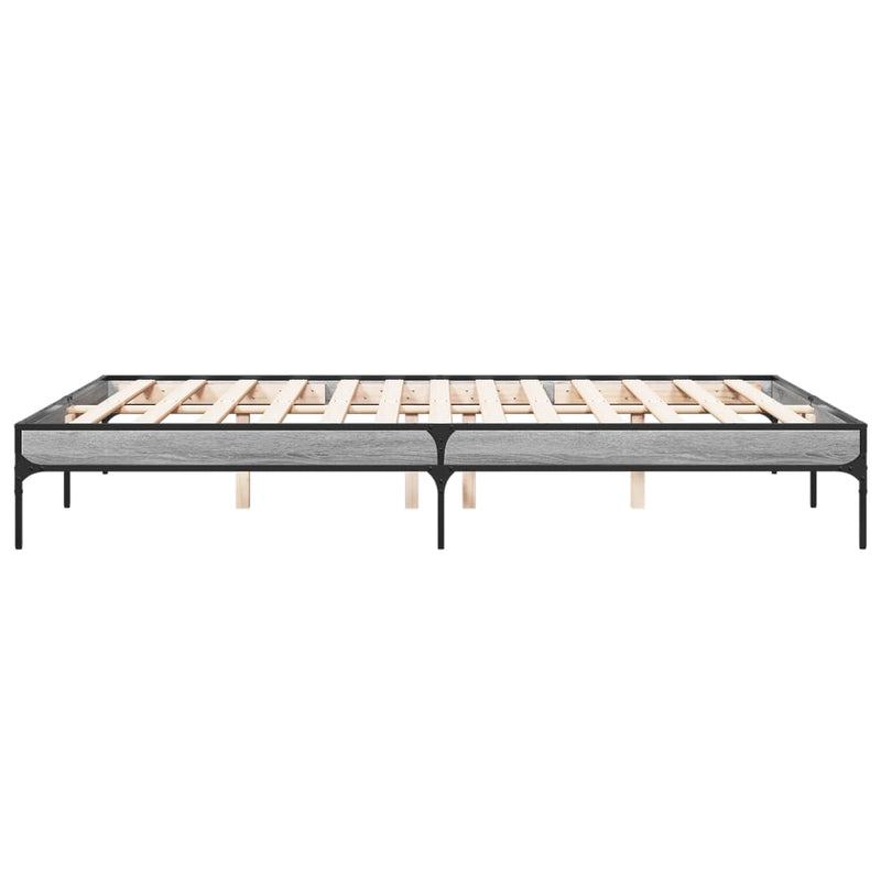 Bed Frame without Mattress Grey Sonoma 150x200 cm King Size