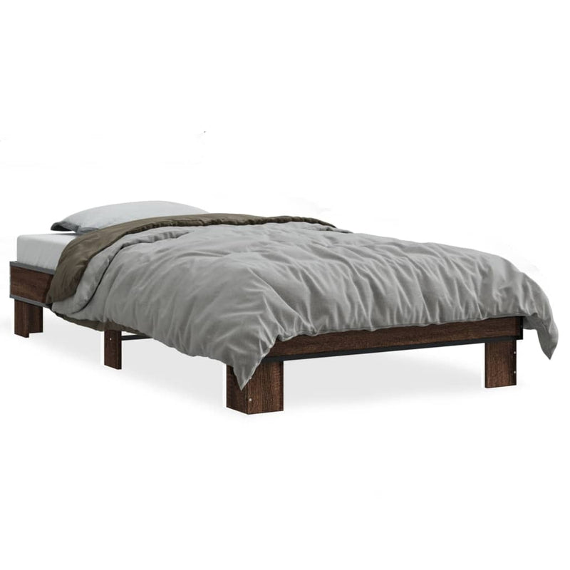 Bed Frame without Mattress Brown Oak 75x190 cm Small Single