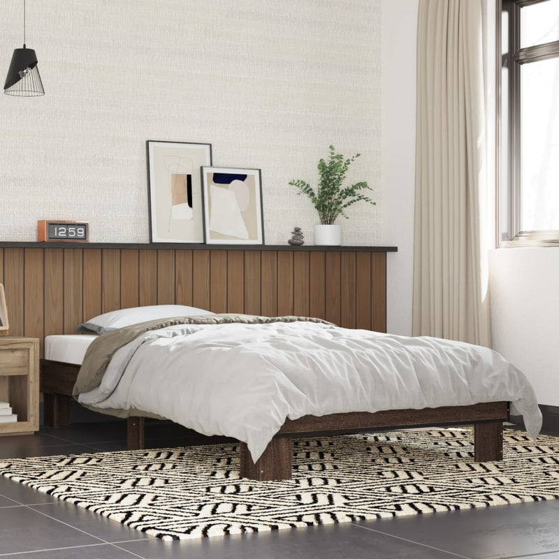 Bed Frame without Mattress Brown Oak 75x190 cm Small Single