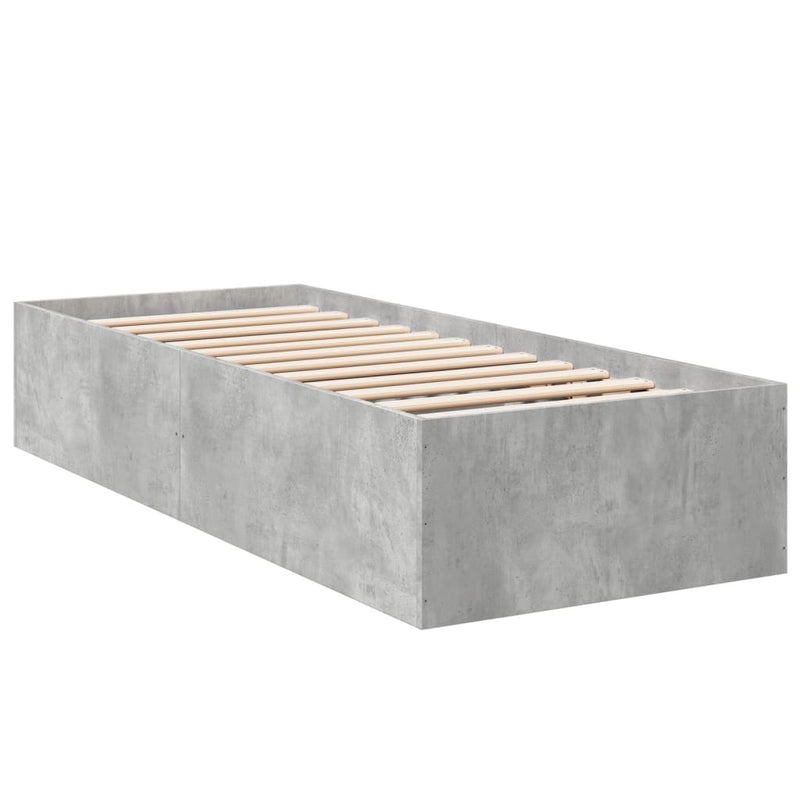 Bed Frame without Mattress Concrete Grey 75x190 cm Small Single