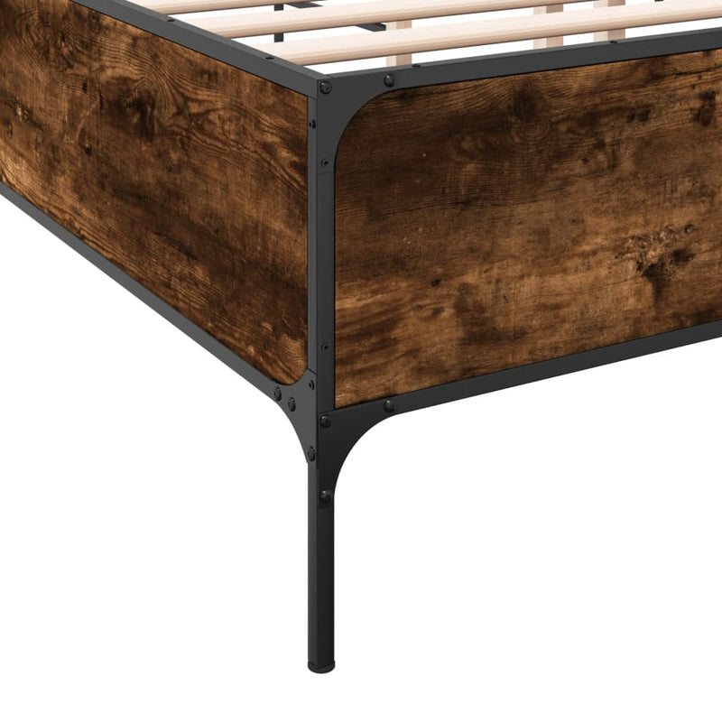 Bed Frame without Mattress Smoked Oak 140x190 cm