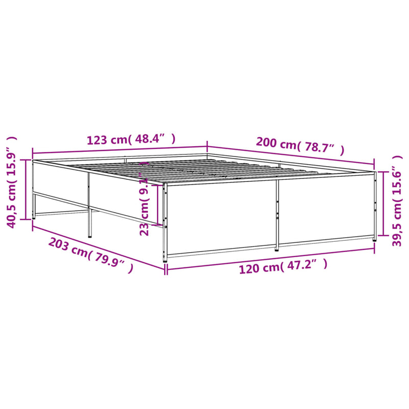 Bed Frame without Mattress Black 120x200 cm