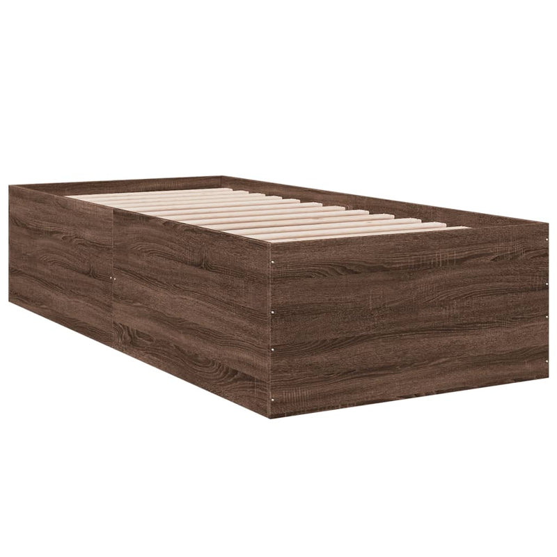 Bed Frame without Mattress Brown Oak 100x200 cm