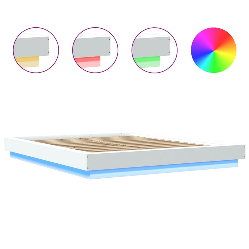 Modern Wooden Queen Size 160cm Bed Frame Base With LED Lights Wood Beds