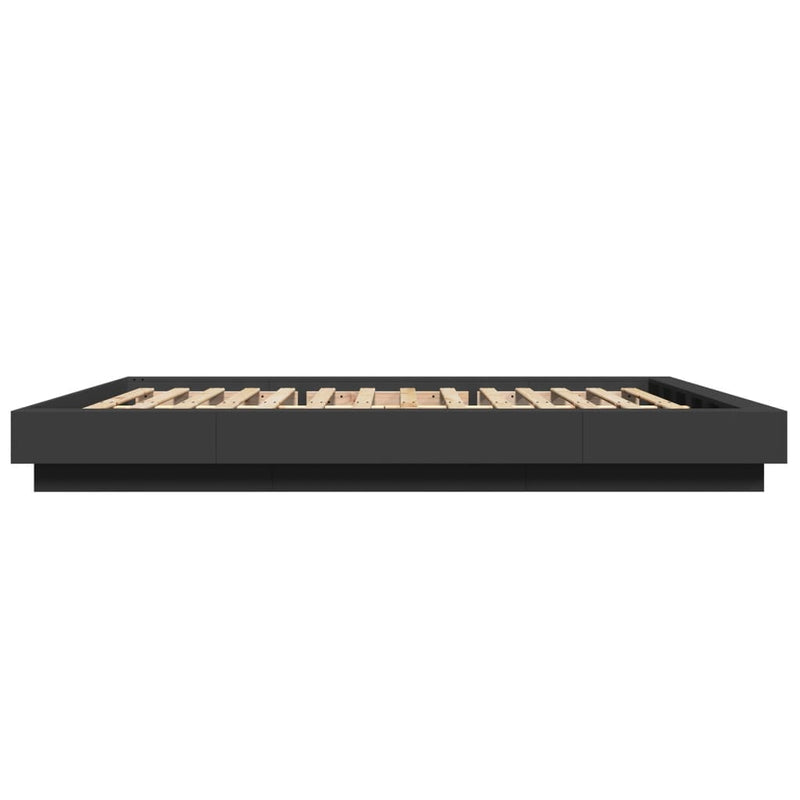 Modern Wooden Queen Size 160cm Bed Frame Base With LED Lights Wood Beds
