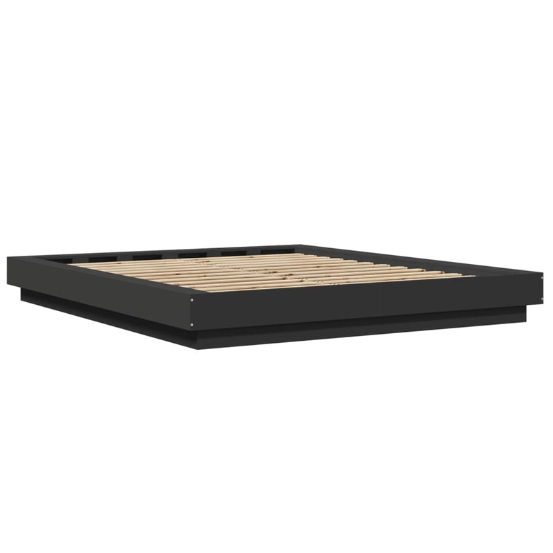 Modern Wooden Queen Size 160cm Bed Frame Base With LED Lights Wood Beds