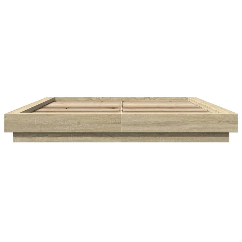Modern Wooden Queen Size 160cm Bed Frame Base With LED Lights Wood Beds