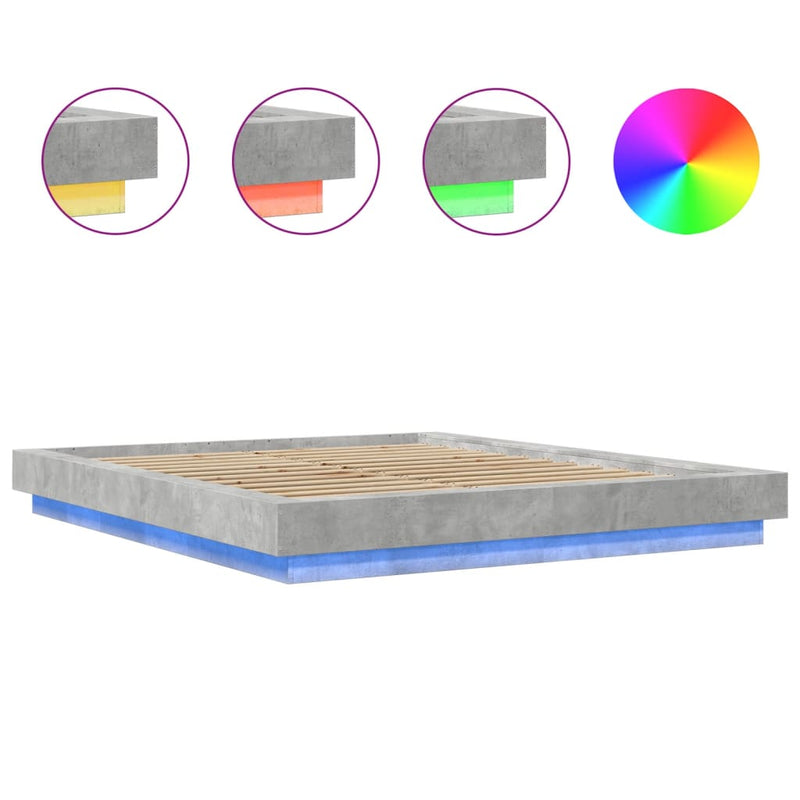 Modern Wooden Queen Size 160cm Bed Frame Base With LED Lights Wood Beds