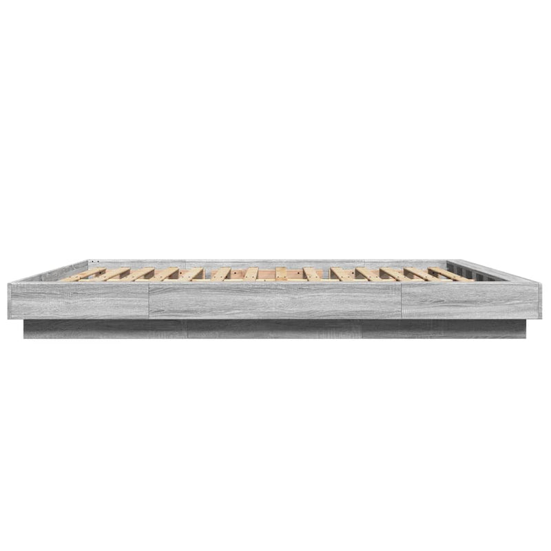 Modern Wooden Queen Size 160cm Bed Frame Base With LED Lights Wood Beds