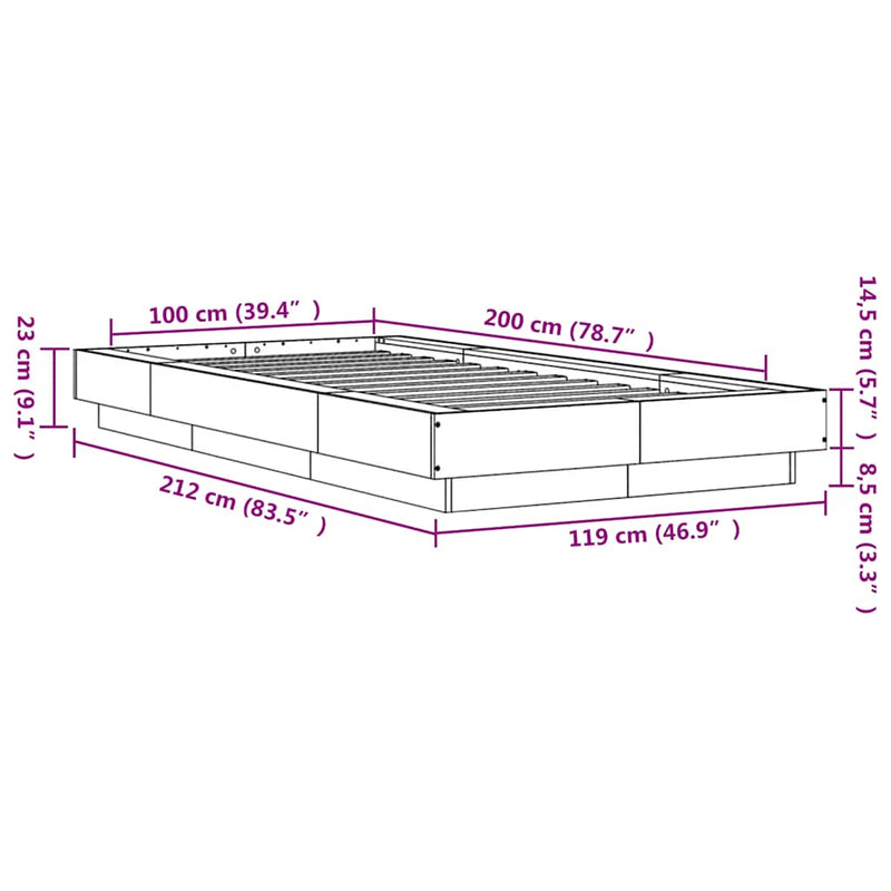 Bed Frame without Mattress Sonoma Oak 100x200 cm