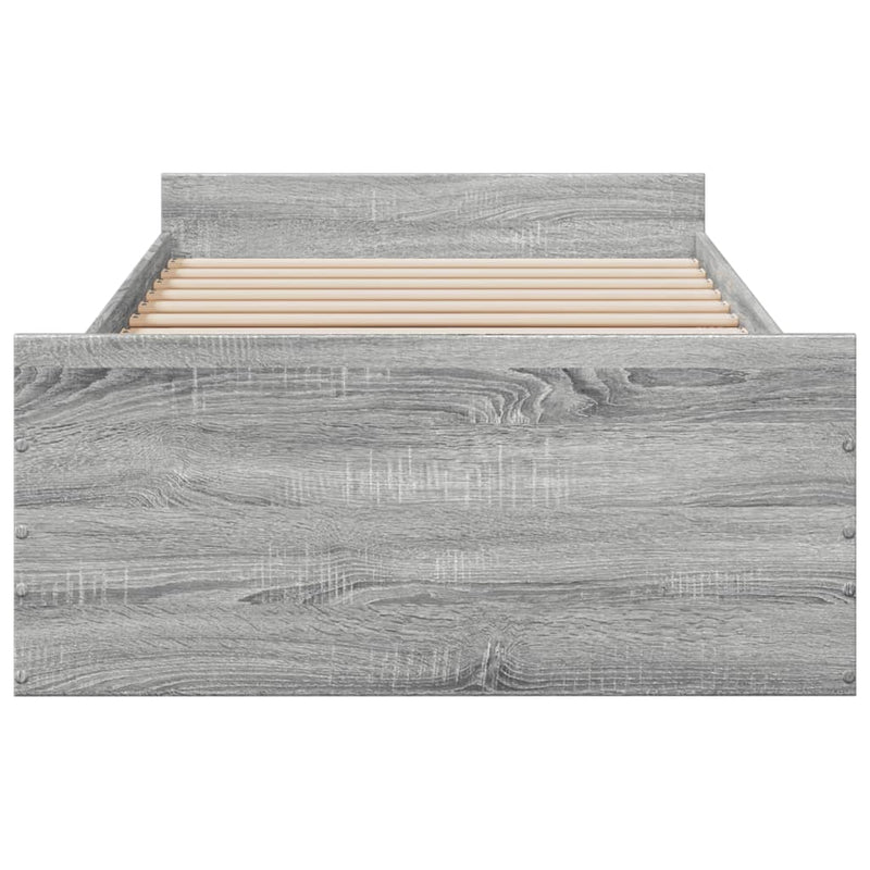 Bed Frame with Drawers without Mattress Grey Sonoma 75x190 cm Small Single