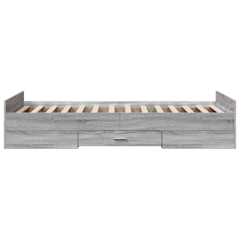 Bed Frame with Drawers without Mattress Grey Sonoma 75x190 cm Small Single