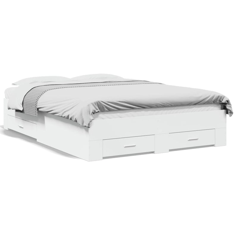 Bed Frame with Drawers without Mattress White 140x190 cm