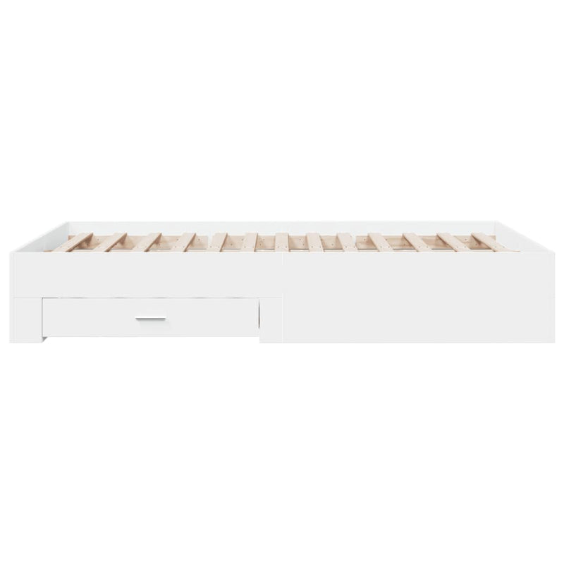 Bed Frame with Drawers without Mattress White 140x190 cm