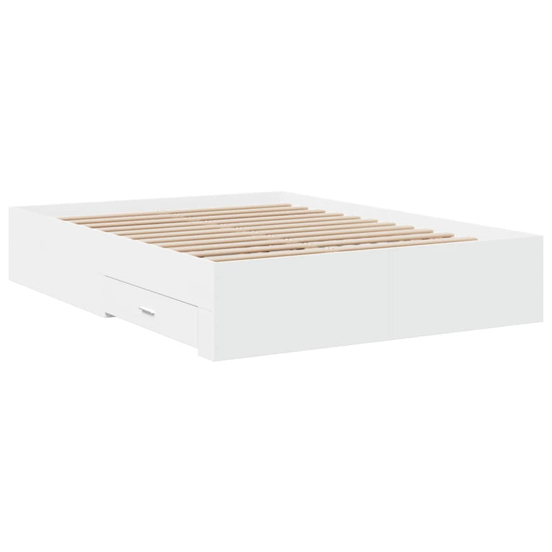 Bed Frame with Drawers without Mattress White 140x190 cm