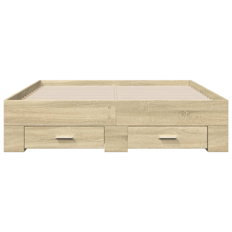 Bed Frame with Drawers without Mattress Sonoma Oak 140x190 cm