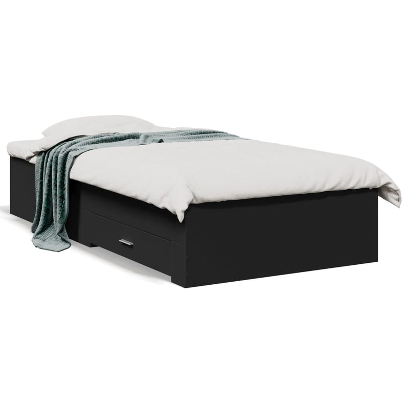 Bed Frame with Drawers without Mattress Black 75x190 cm Small Single
