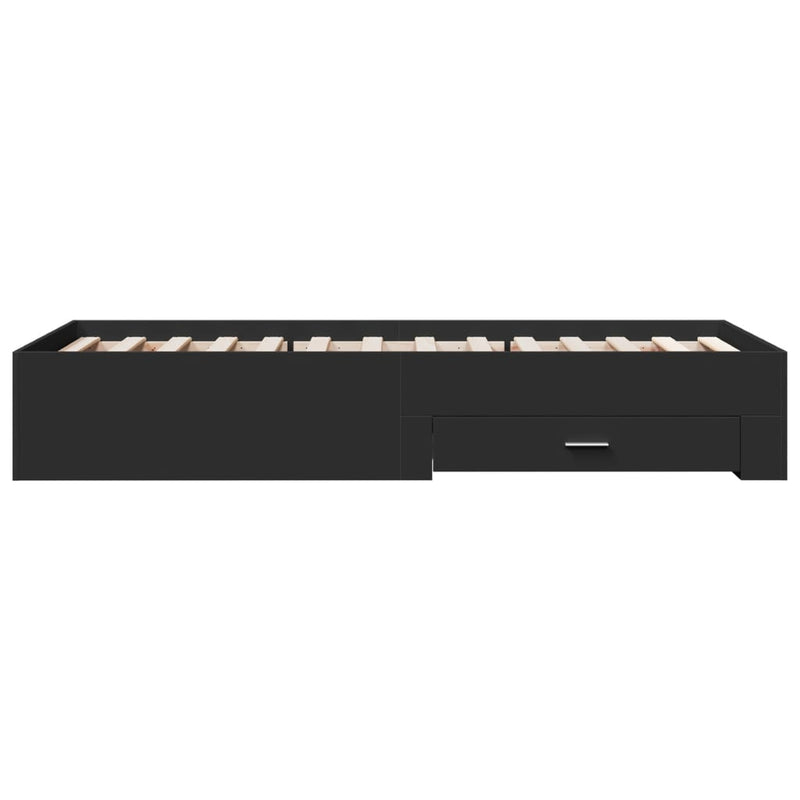 Bed Frame with Drawers without Mattress Black 75x190 cm Small Single