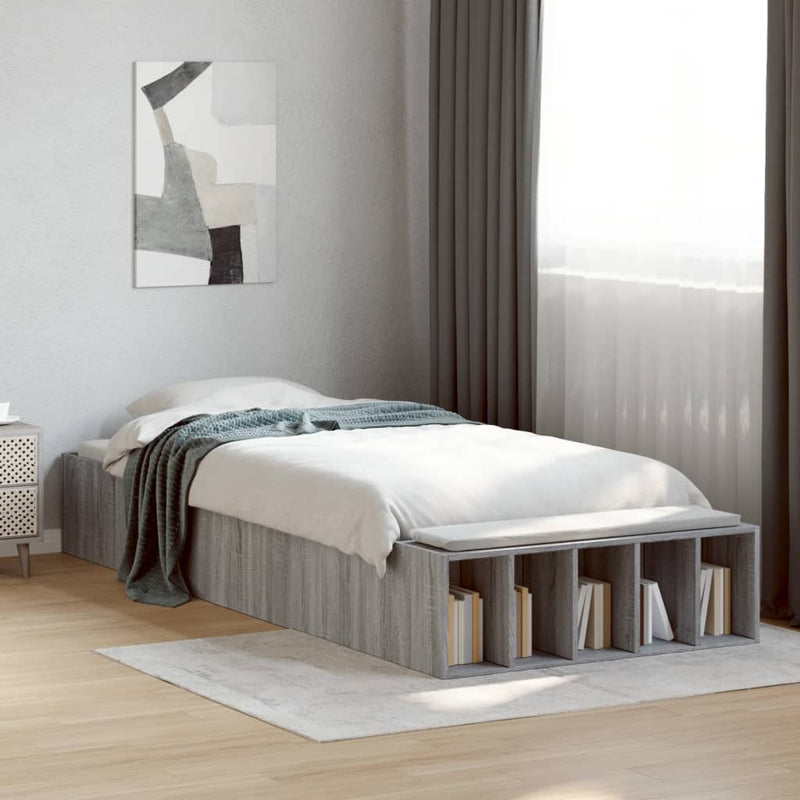 Bed Frame without Mattress Grey Sonoma 100x200 cm