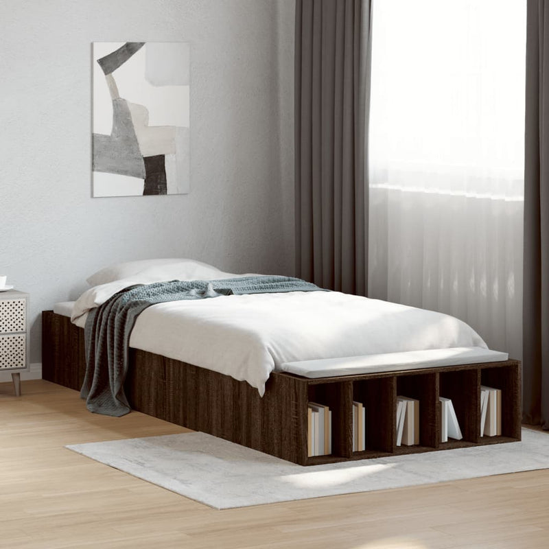 Bed Frame without Mattress Brown Oak 90x200 cm
