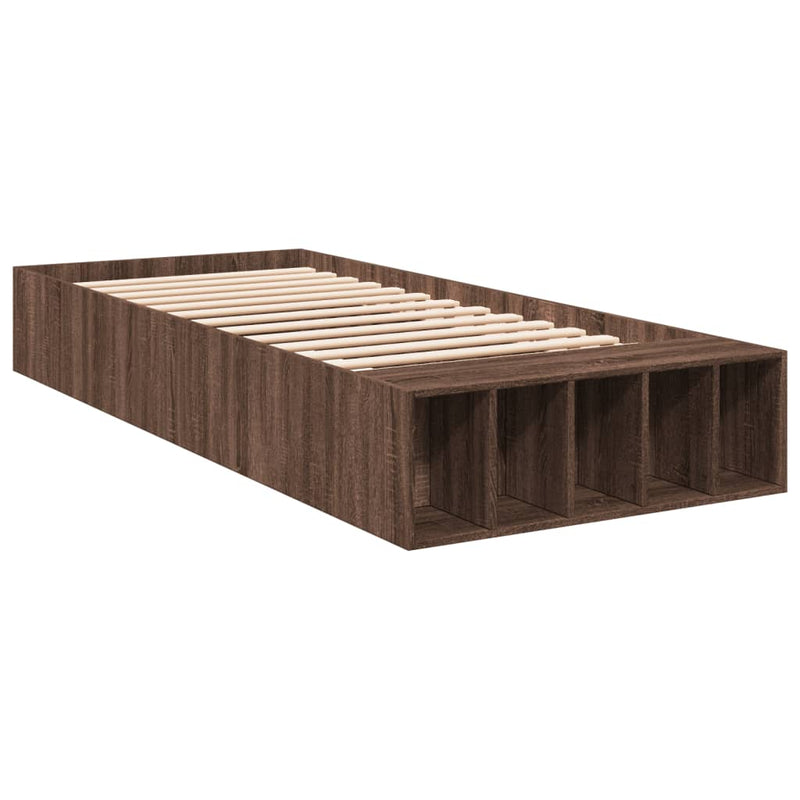 Bed Frame without Mattress Brown Oak 75x190 cm Small Single