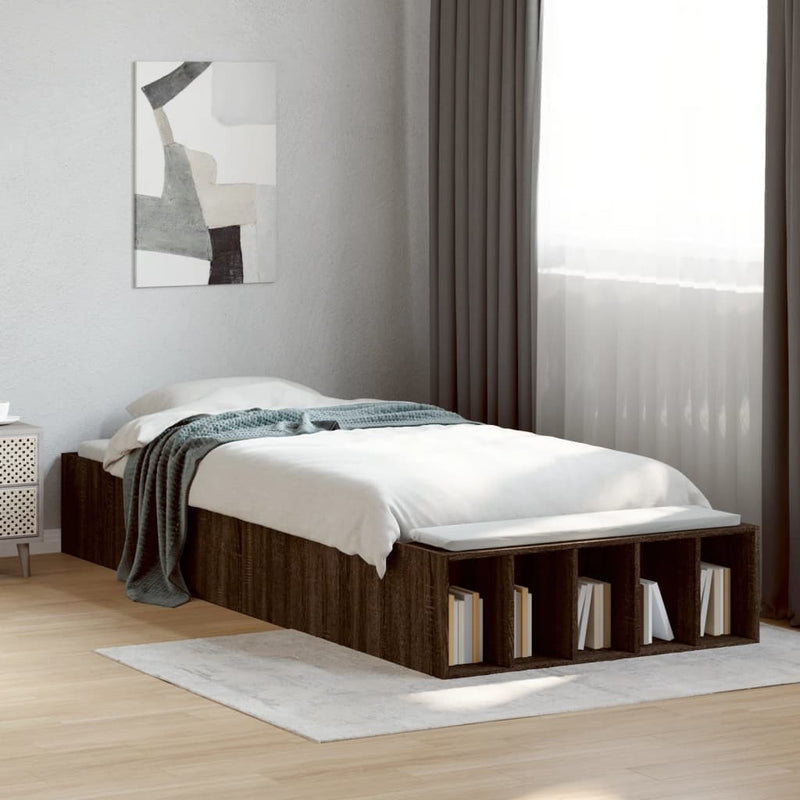 Bed Frame without Mattress Brown Oak 75x190 cm Small Single