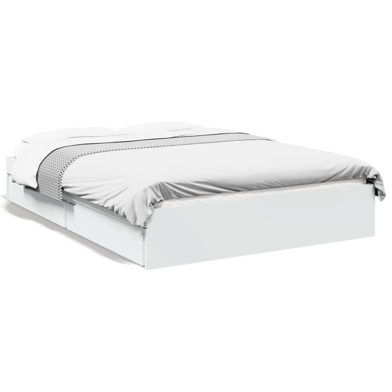 Bed Frame with Drawers without Mattress White 120x190 cm Small Double
