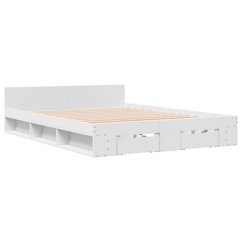 Modern Wooden Queen Size 1.6m Bed Frame Base With Under Storage Space Drawers