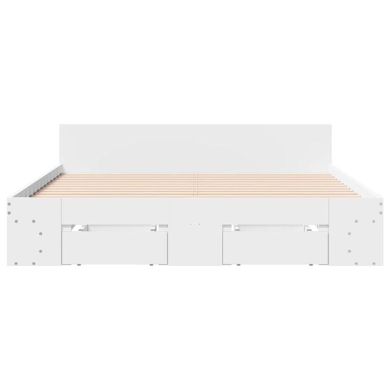 Modern Wooden Queen Size 1.6m Bed Frame Base With Under Storage Space Drawers