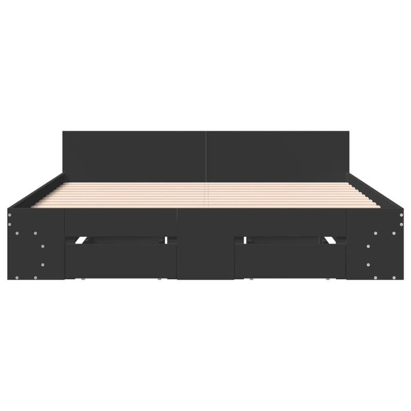 Modern Wooden Queen Size 1.6m Bed Frame Base With Under Storage Space Drawers