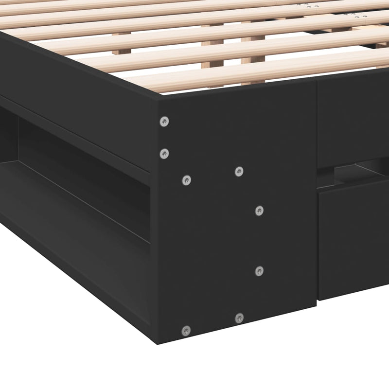 Modern Wooden Queen Size 1.6m Bed Frame Base With Under Storage Space Drawers