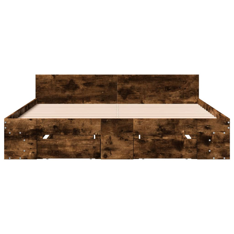 Modern Wooden Queen Size 1.6m Bed Frame Base With Under Storage Space Drawers