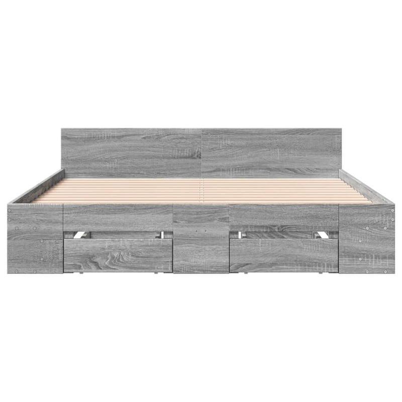 Modern Wooden Queen Size 1.6m Bed Frame Base With Under Storage Space Drawers