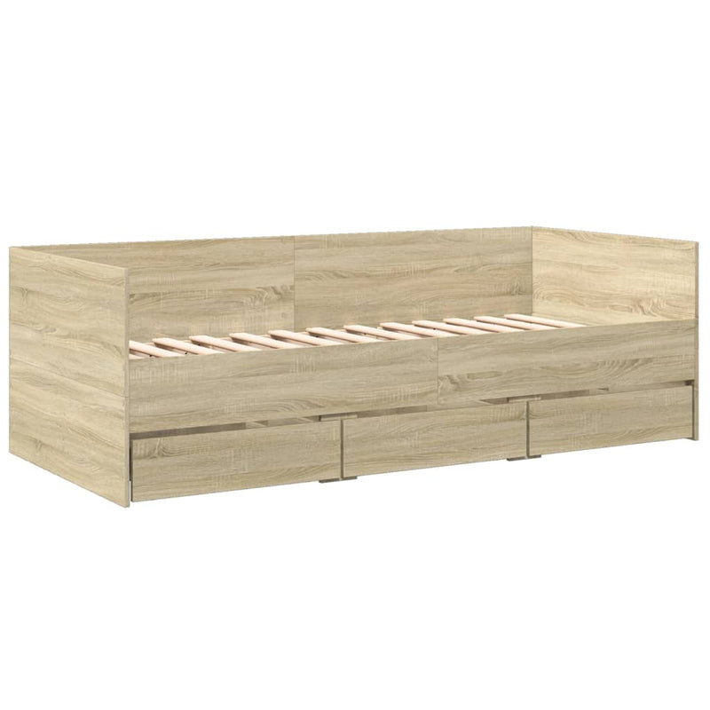Daybed with Drawers without Mattress Sonoma Oak 100x200 cm