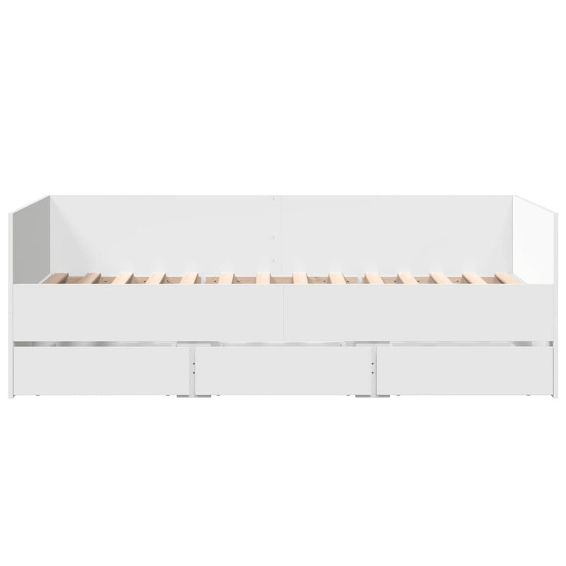 Daybed with Drawers without Mattress White 75x190 cm Small Single