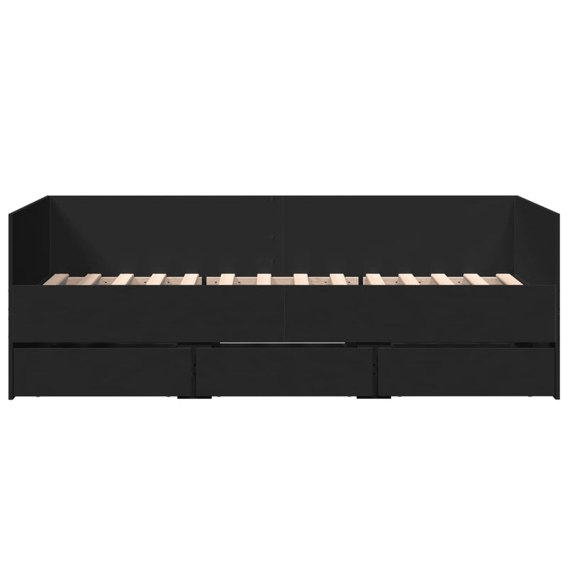 Daybed with Drawers without Mattress Black 75x190 cm Small Single