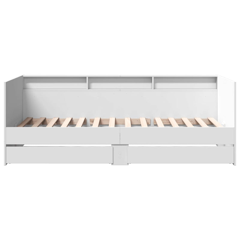 Daybed with Drawers without Mattress White 90x200 cm