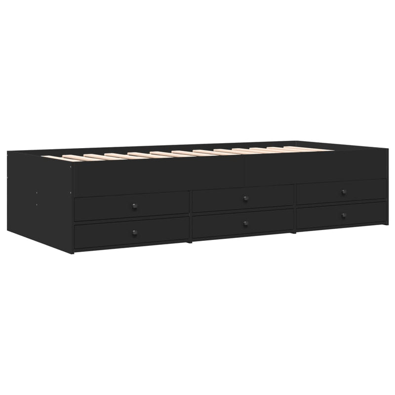 Daybed with Drawers without Mattress Black 100x200 cm