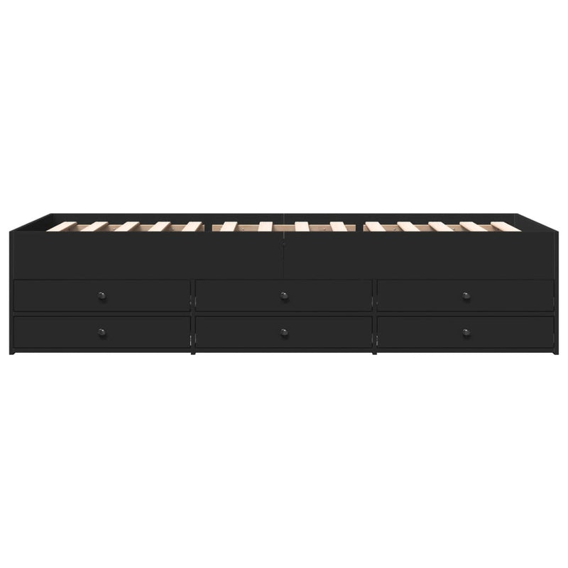 Daybed with Drawers without Mattress Black 100x200 cm