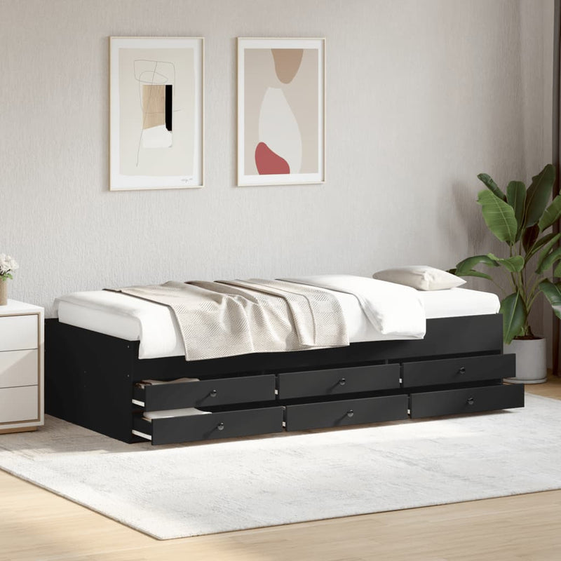 Modern Wooden 2-in-1 Single Size 90cm Daybed With 6 Storage Drawers Wood Sofa Beds